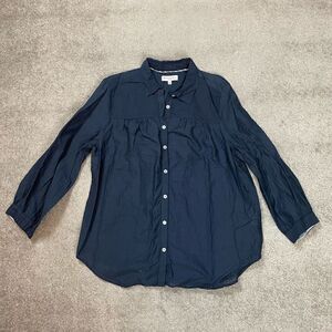 Michael Stars Women’s Blue Button Down Collared Shirt Blouse Top NWOT